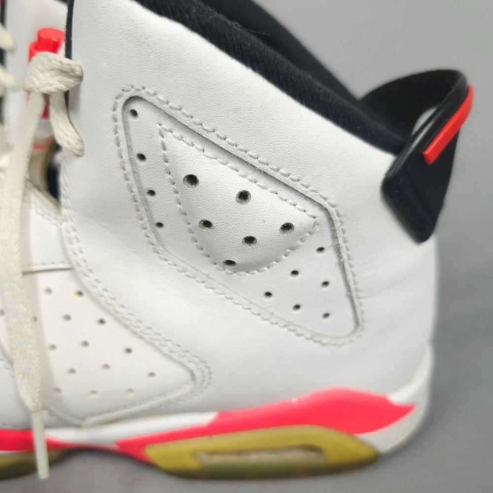 Nike Air Jordan 6 Shoes Boy 6.5y  White Infrared Retro Leather Lace Up - Picture 10 of 16